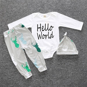 3 pcs/set 2019 Autumn children's clothing newborn girls' clothing sets cotton long-sleeved T-shirt+pants+headband clothes SY184