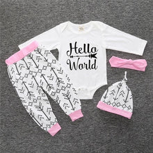 Charger l&#39;image dans la galerie, 3 pcs/set 2019 Autumn children&#39;s clothing newborn girls&#39; clothing sets cotton long-sleeved T-shirt+pants+headband clothes SY184