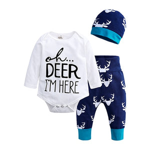 3 pcs/set 2019 Autumn children's clothing newborn girls' clothing sets cotton long-sleeved T-shirt+pants+headband clothes SY184