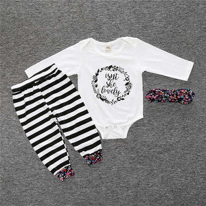 3 pcs/set 2019 Autumn children's clothing newborn girls' clothing sets cotton long-sleeved T-shirt+pants+headband clothes SY184