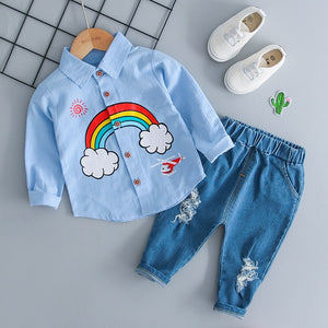 Boys' Clothing Sets Children's Suit 2019 Summer New Boys Suits Summer CottO-Neck Giraffe Children's Suit Baby Two-piece Suits