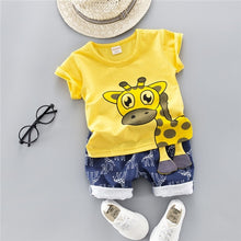 Charger l&#39;image dans la galerie, Boys&#39; Clothing Sets Children&#39;s Suit 2019 Summer New Boys Suits Summer CottO-Neck Giraffe Children&#39;s Suit Baby Two-piece Suits