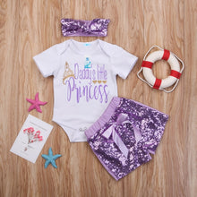 Charger l&#39;image dans la galerie, Newborn Baby Girls&#39;s Sets Fasion Baby Girl Princess Short Sleeve Bodysuits And Sequins Shorts Pants Outfits Set Baby Clothing