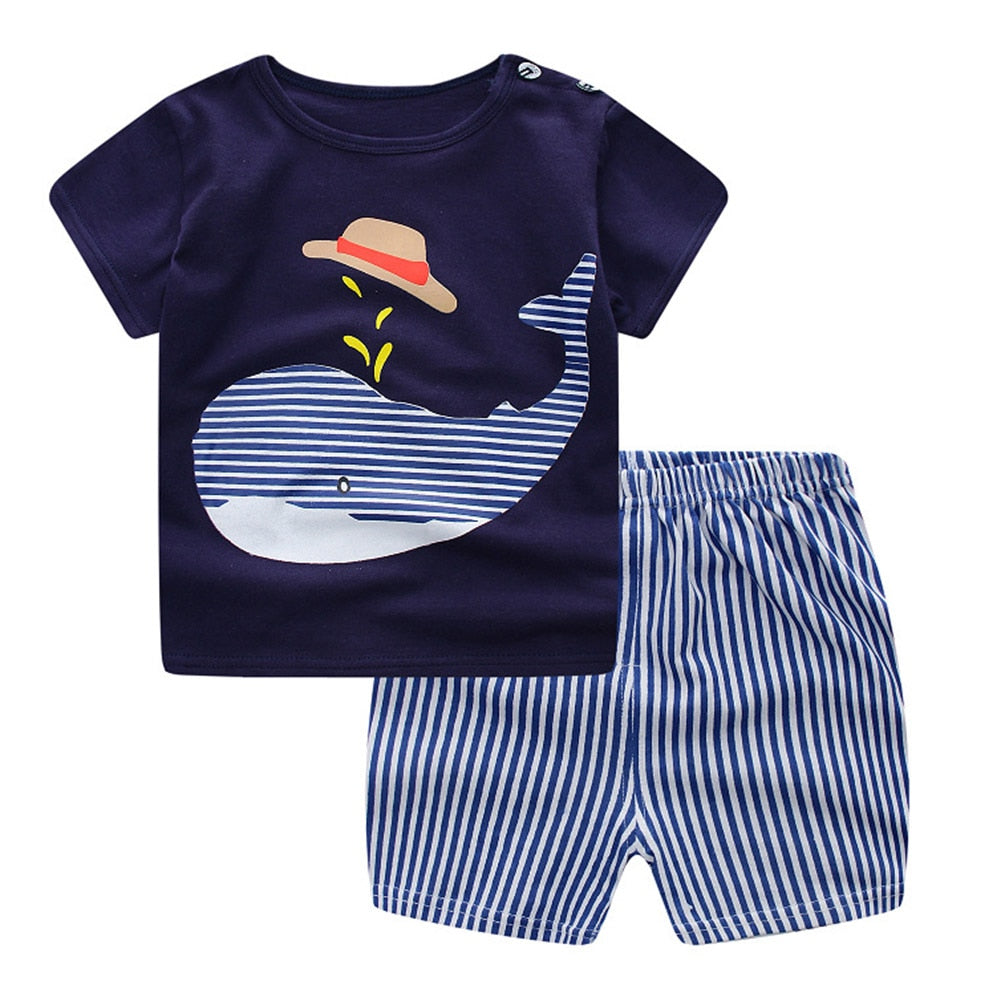 Summer Boys' Clothing Sets Baby Outfits Sets Tops T-shirt Pants Set